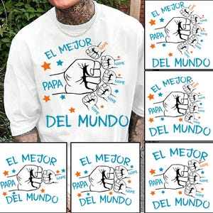 5 Personalized El Mejor Papa Del Mundo Fist Bump Bundle Png, Vintage Spanish Papá Png, Custom Father's Day, Spanish Dad, Latina Dad Gift
