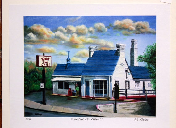 Texas T Room Print Texas Tea Room Lynchburg Blue Landscape Realism Painting Artwork For Sale Realism Art Prints For Sale Art Prints