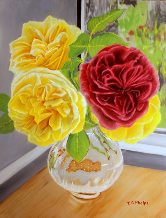 rose flower painting artwork for sale still life pictures Etsy