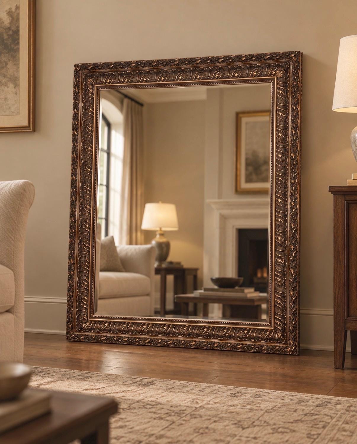 Wood Carved Tall Mirror - Etsy
