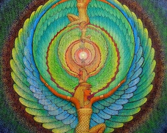 Goddess Isis mandala spiritual art poster magic pagan Egyptian print of painting by Sue Halstenberg
