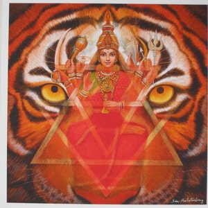 DURGA TIGER Mandala Hindu Goddess Spiritual Meditation Art Print of Painting by Sue Halstenberg image 4