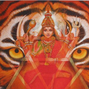 DURGA TIGER Mandala Hindu Goddess Spiritual Meditation Art Print of Painting by Sue Halstenberg image 2