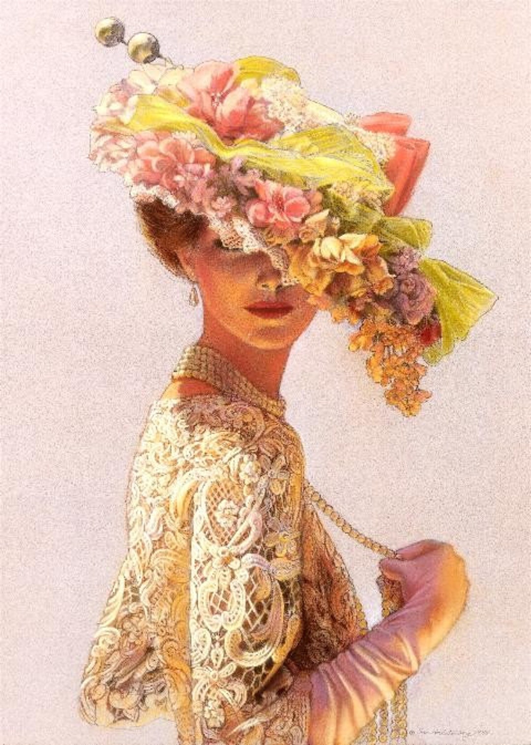 VICTORIA FLOWER HAT Victorian Lady Portrait in Lace Fashion