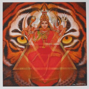 DURGA TIGER Mandala Hindu Goddess Spiritual Meditation Art Print of Painting by Sue Halstenberg image 3