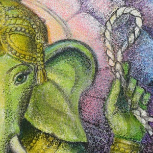 GANESHA LOTUS Hindu India Elephant Spiritual Art Poster Print Buddhist Meditation by Sue Halstenberg image 3