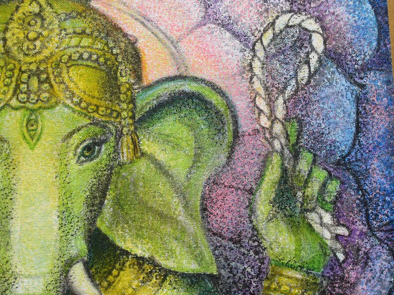 GANESHA LOTUS Hindu India Elephant Spiritual Art Poster Print Buddhist Meditation by Sue Halstenberg image 3