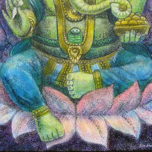 GANESHA LOTUS Hindu India Elephant Spiritual Art Poster Print Buddhist Meditation by Sue Halstenberg image 4