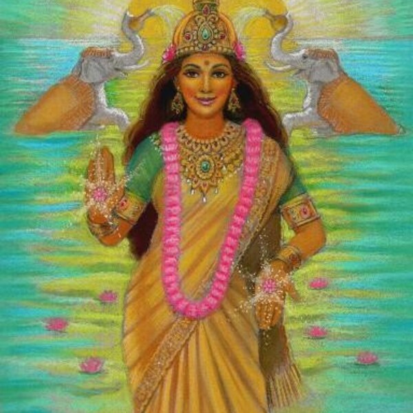 Hindu Goddess LAKSHMI, 5x7 signed print