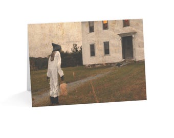 The Visitor Halloween Card | Surreal Haunted House Art | Single Card