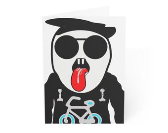 Biker Ghost Halloween Card | Funny Gothic Motorcycle Art | Single Card