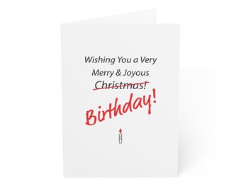 December Birthday Card | The Night Before Birthday Poem | Funny Christmas Birthday | Single Card