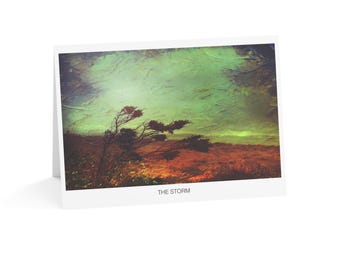 The Storm Windswept Tree Greeting Card | Dramatic New England Art | Blank Inside | Single Card