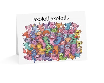 Axolotl Axolotls Party Greeting Card | Funny Colorful Animal Art | Blank Inside | Single Card