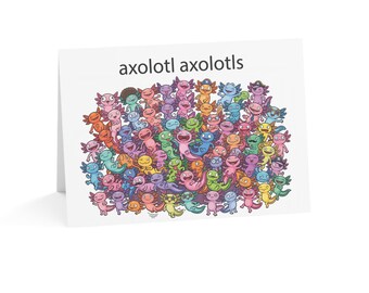 Axolotl Axolotls Greeting Card | Funny Colorful Animal Art | Blank Inside | Single Card