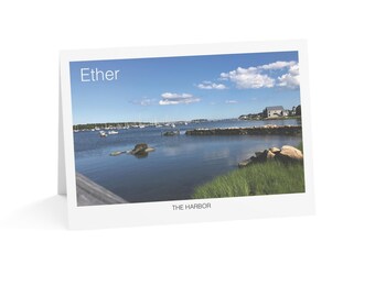 Ether Marion Harbor Greeting Card | Coastal Massachusetts Art | Blank Inside | Single Card
