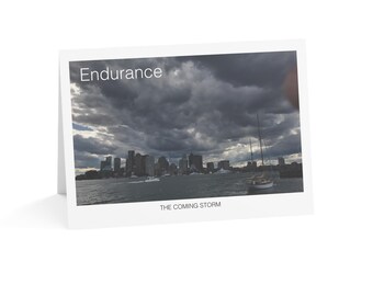 Endurance Boston Harbor Greeting Card | Dramatic New England Storm | Blank Inside | Single Card