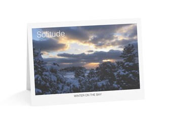 Solitude Winter on the Bay Greeting Card | Snowy New England Art | Blank Inside | Single Card