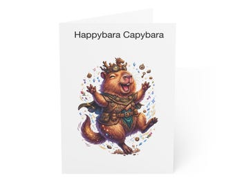 Happybara Adventurer Capybara Greeting Card - Fantasy Animal Art - Blank Inside | Single Card