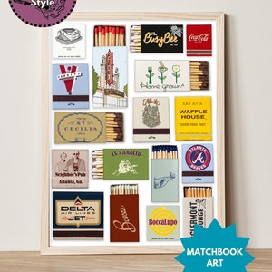 ATLANTA Matchbook | Wall Decor Instant Download | Atlanta Digital Print | Atlanta Bars, Restaurants, & Popular Locations