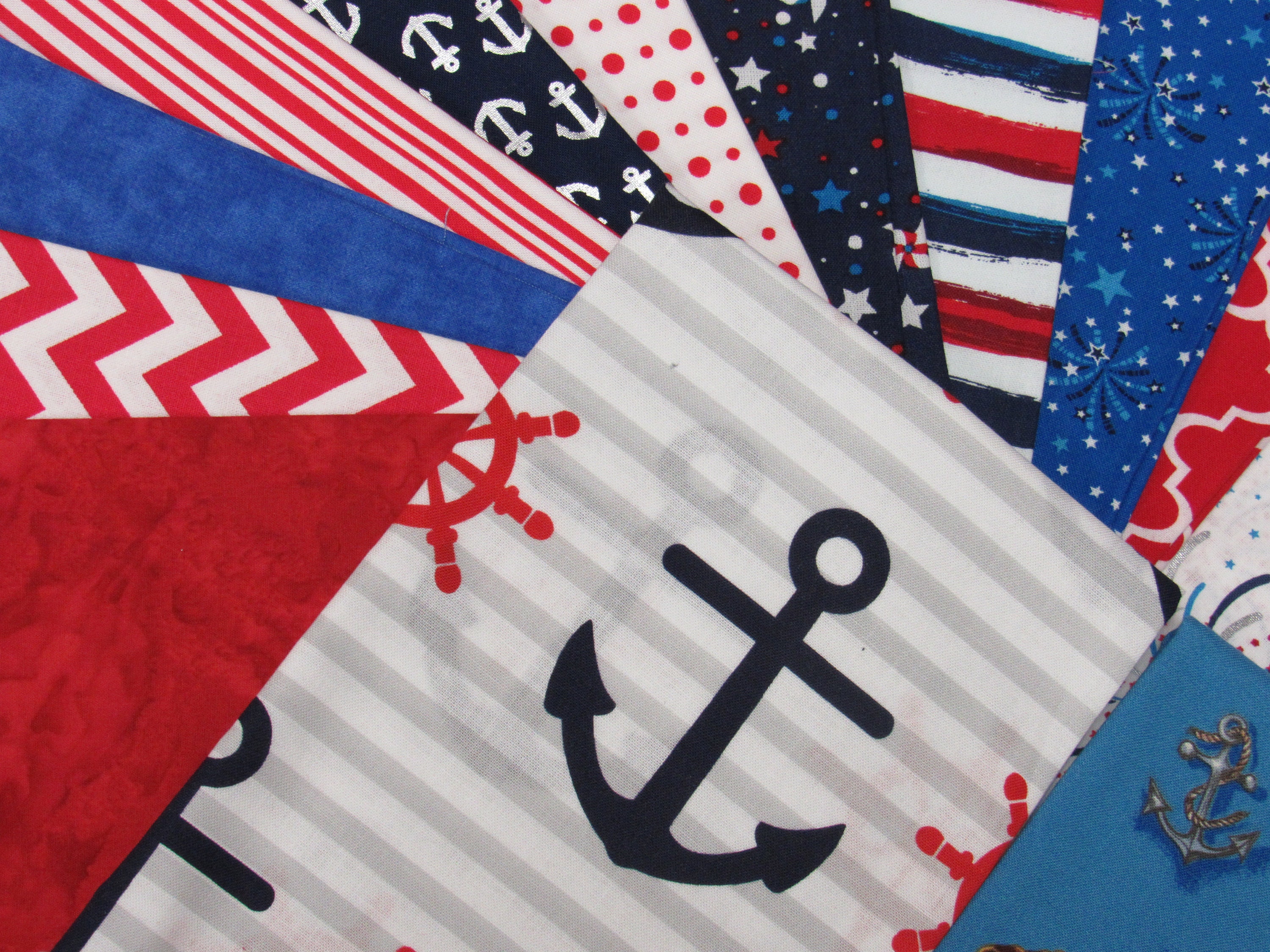 Nautical Quilt Kit-Fun-Fast and Easy-Beautiful Red, Whites, Blues of the Sea-Sailing-Bon Voyage-Nautical