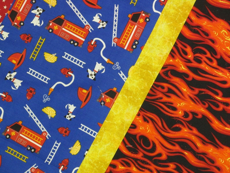 Firetruck  Quilt Kit-All Precuts-FiretruckFire Fabric-Easy and Fast-Large Throw Size-Firetruck Fans Will Love!