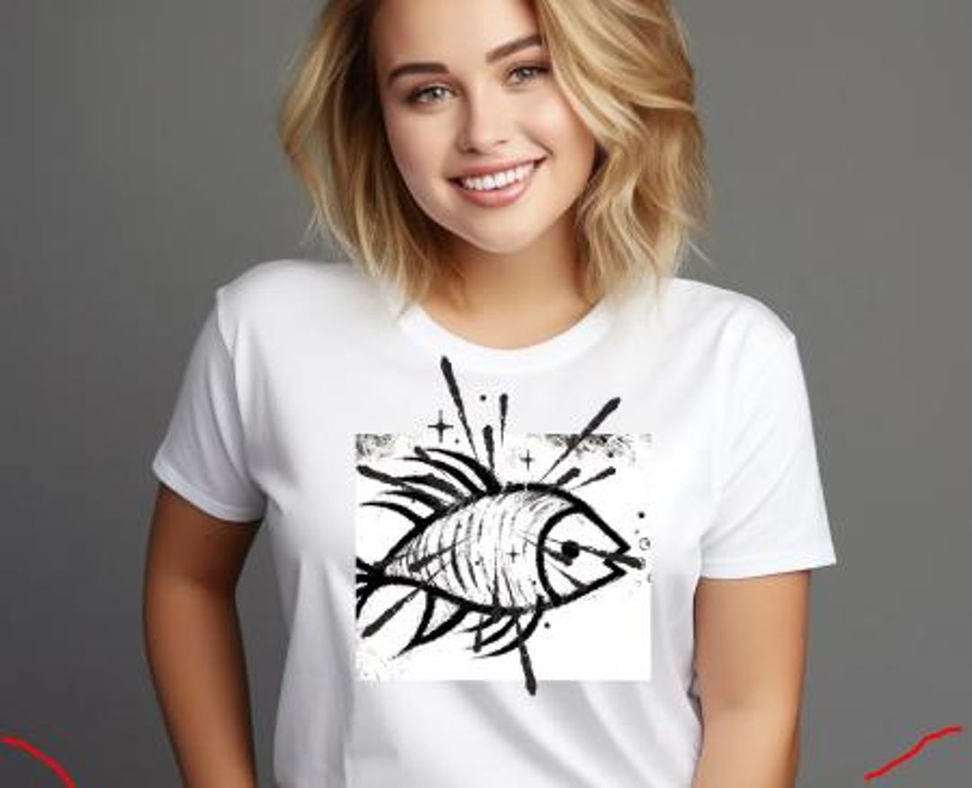 PIECES dam t-shirt PCPHISH - Bright White Seafood Fish main image 1