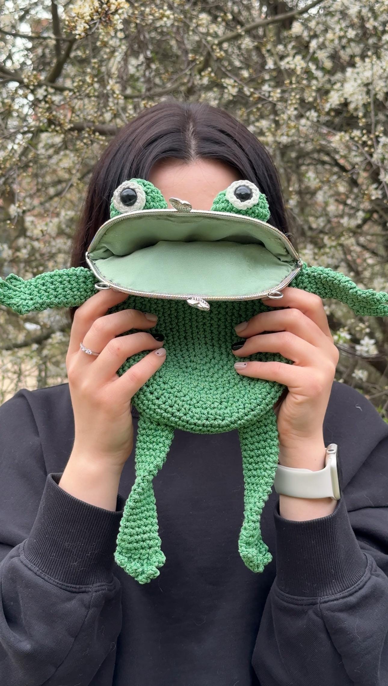 Realistic Green Crochet Frog Bag - Handmade Nature-inspired Design