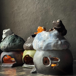 Lámpara de aromaterapia – Casa de rana de cerámica hecha a mano