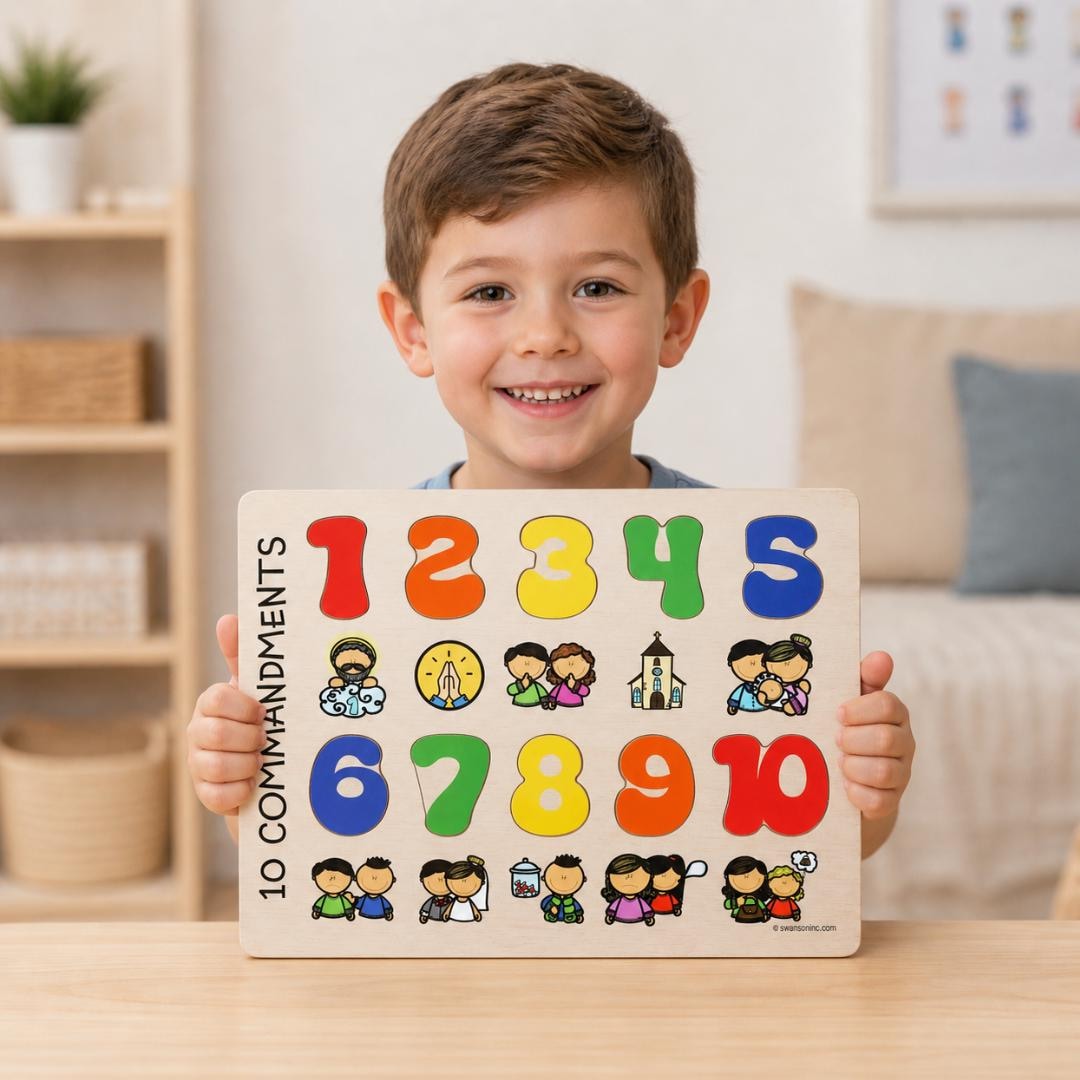 Wooden Ten Commandments Puzzle, Christian Bible Learning Toy for ...