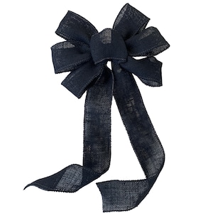 Black Burlap Wreath Bow - 10&quot; Wide, 18&quot; Long Tails, Summer, Front Door Decor, Fall, Halloween, Thanksgiving, Christmas, Farmhouse