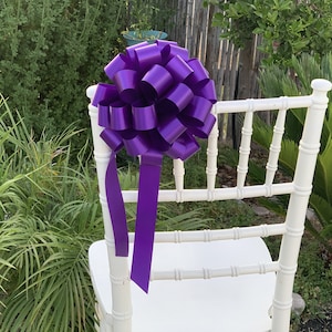 Purple Pull Bows with Tails - 8&quot; Wide, Set of 6, Christmas, Easter, Mardi Gras, Birthday, Wedding, Reception, Cancer Awareness, Fundraiser