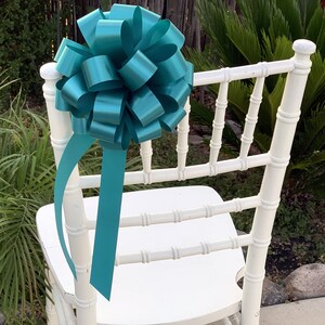 Teal Pull Bows with Tails - 8&quot; Wide, Set of 6, Easter, Spring, Wedding, Christmas, Gift Bows, Decoration