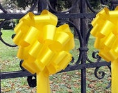 Big Decorative Yellow Pull Bows - Set of 6, 20 quot Long Tails, 9 quot Wide, Support Our Troops Ribbon, Easter, Birthday, Spring, Fundraiser