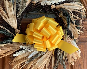 Large Yellow Ribbon Pull Bows - 9" Wide, Set of 6, 4th of July, America 250 Anniversary, Support Our Troops, Summer, Gift Bows, Presents