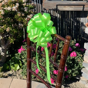 Apple Green Pull Bows with Tails - 8&quot; Wide, Set of 6, St. Patrick&#39;s Day, Wreath, Swag, Spring, Summer, Birthday, Fundraiser, Christmas