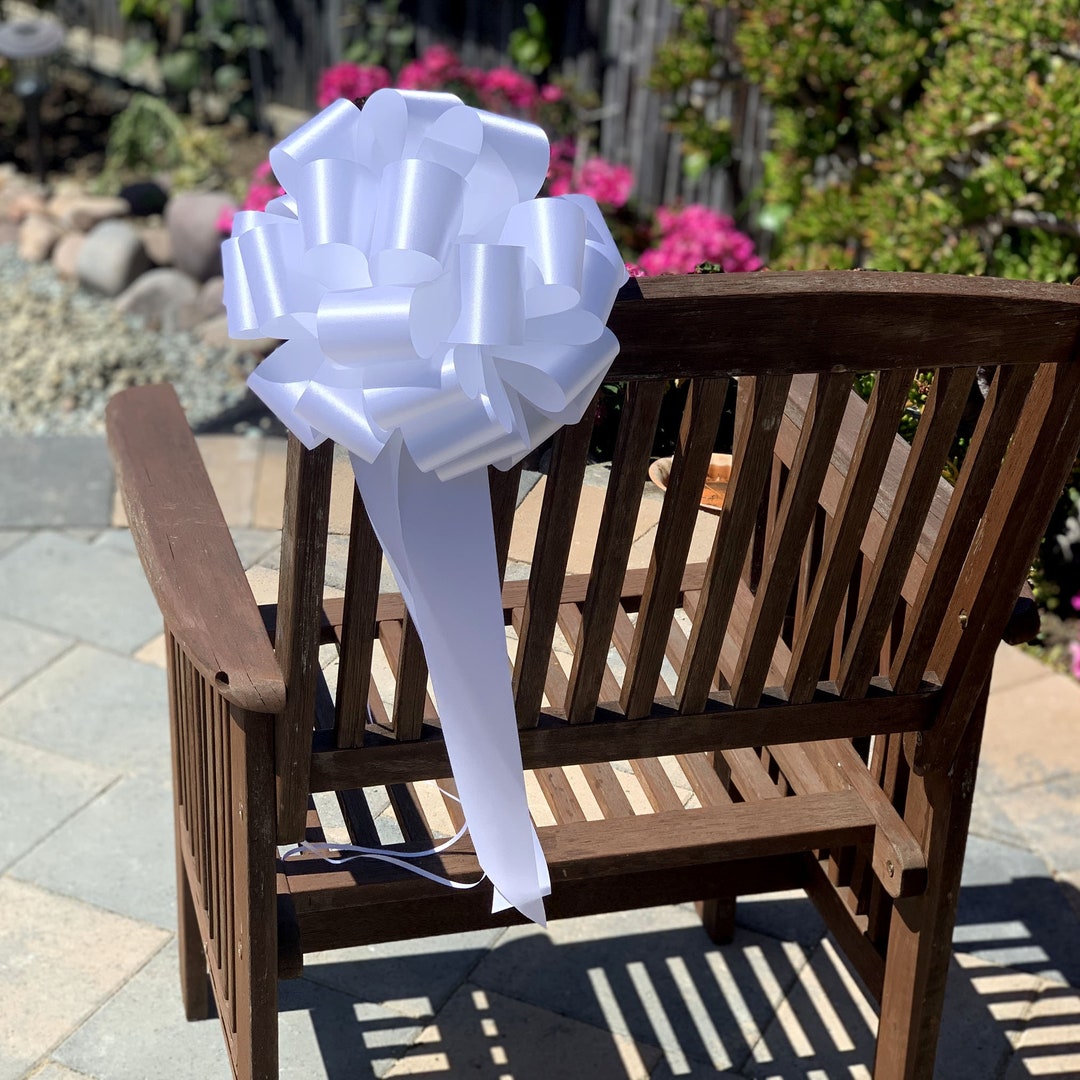 Big Decorative White Ribbon Pull Bows With Long Tails - 9