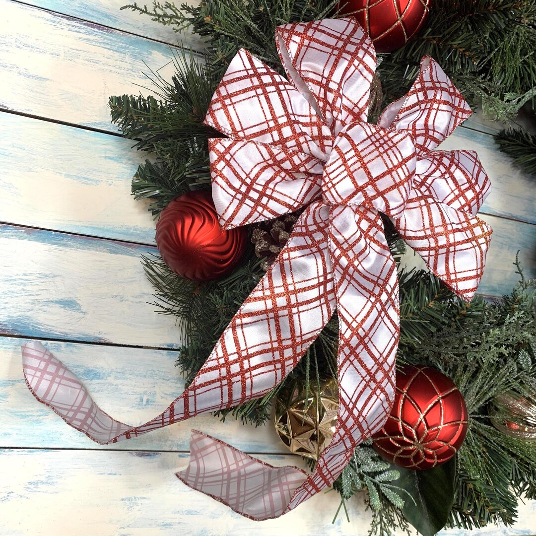 Nœud De Noël Extra Large En Velours - 40 X 200 Cm - Pour Sapin, Couronne, Décoration - Couleurs : Vert Foncé, Rouge, Bordeaux, Blanc - 10