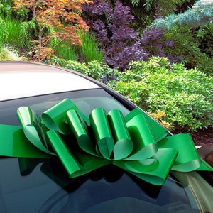 Big Emerald Green Car Bow - 25&quot; Wide, Fully Assembled, Large Gift Decoration, St. Patrick&#39;s Day, Christmas, Birthday, Birthday, Fundraiser
