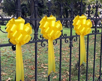 6 Big Decorative 9" Yellow Pull Bows - Welcome Home,  Support Our Troops Ribbon, Easter, Birthday, Christmas