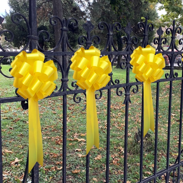 6 Big Decorative 9" Yellow Pull Bows - Welcome Home,  Support Our Troops Ribbon, Easter, Birthday, Christmas