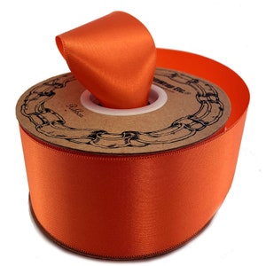 Orange Satin Fabric Halloween Ribbon - 2" x 50 Yards, Spring, Easter, Summer, Gift Basket, Birthday, Wreath, Fall, Autumn, Christmas