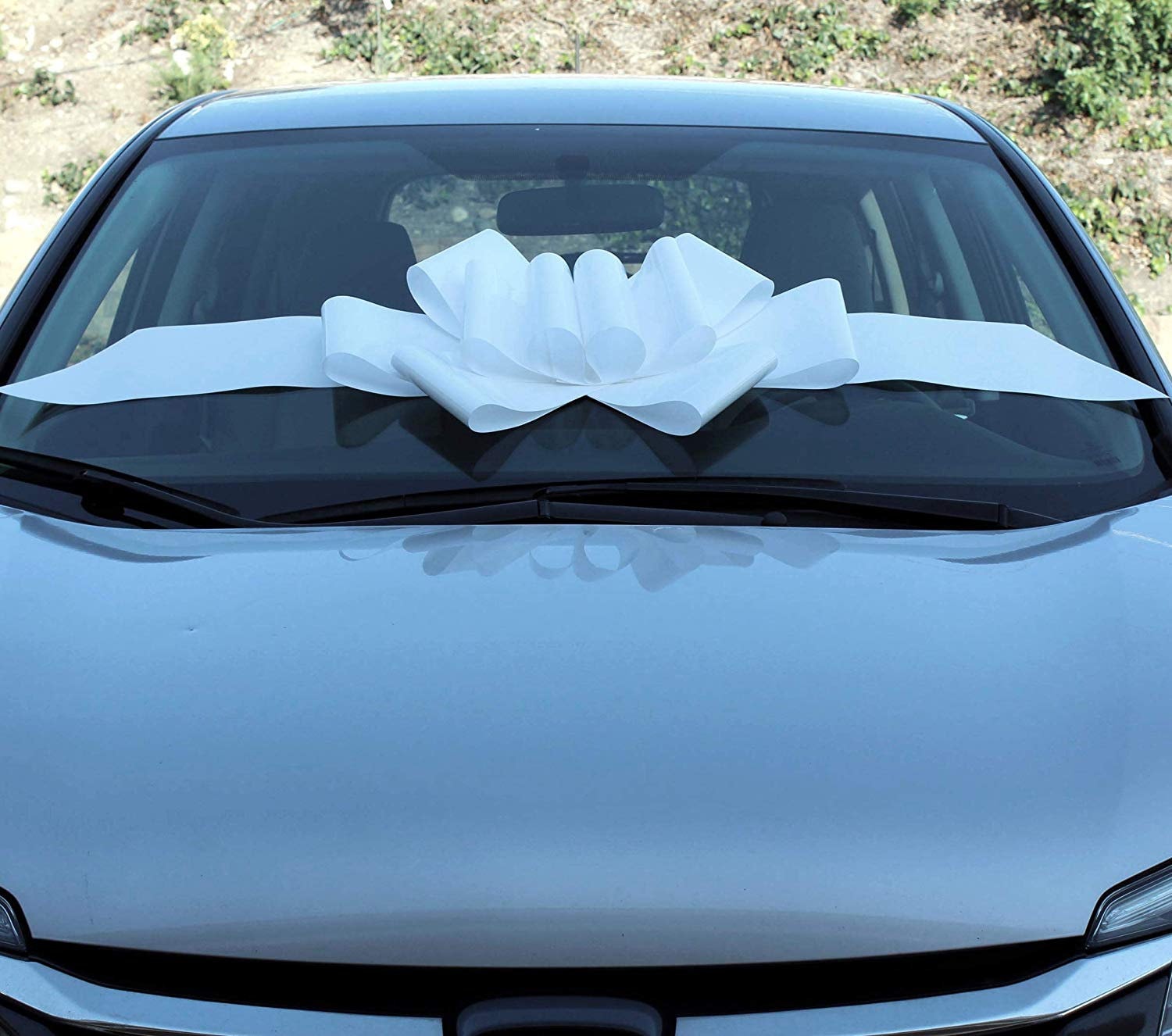 Big White Car Bow Ribbon - 25