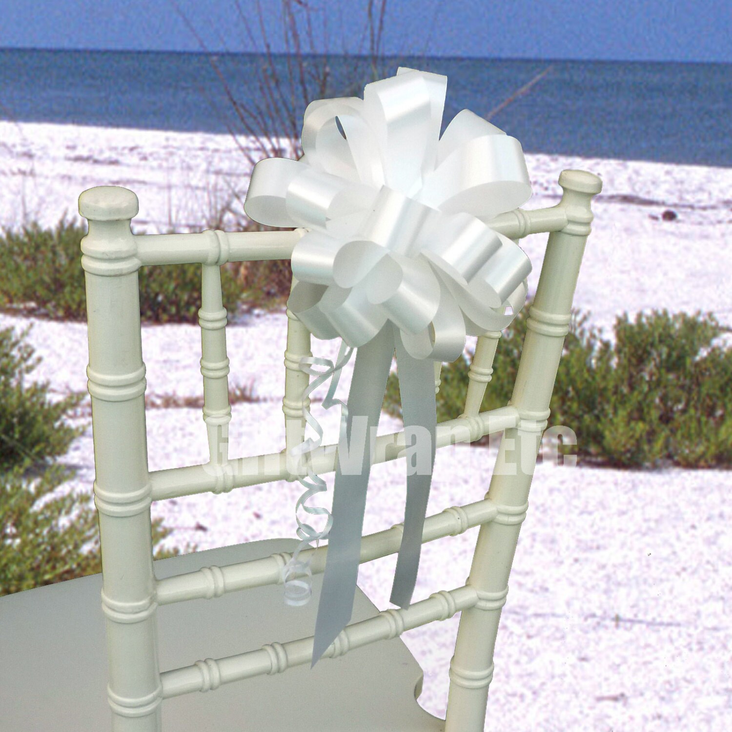 White Pull Bows With Tails 8 Wide Set Of 6 Etsy