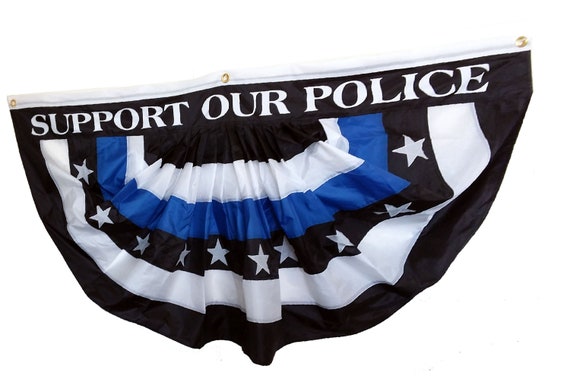 Thin Blue Line American Flag - 2x3 FT, Black & White US Police Support Banner