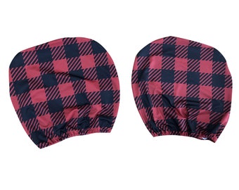 Headrest Covers for Cars - Set of 2, Red and Black Buffalo Plaid, Christmas Decor, Headrest Protectors, Interior Auto Accessories, Festive