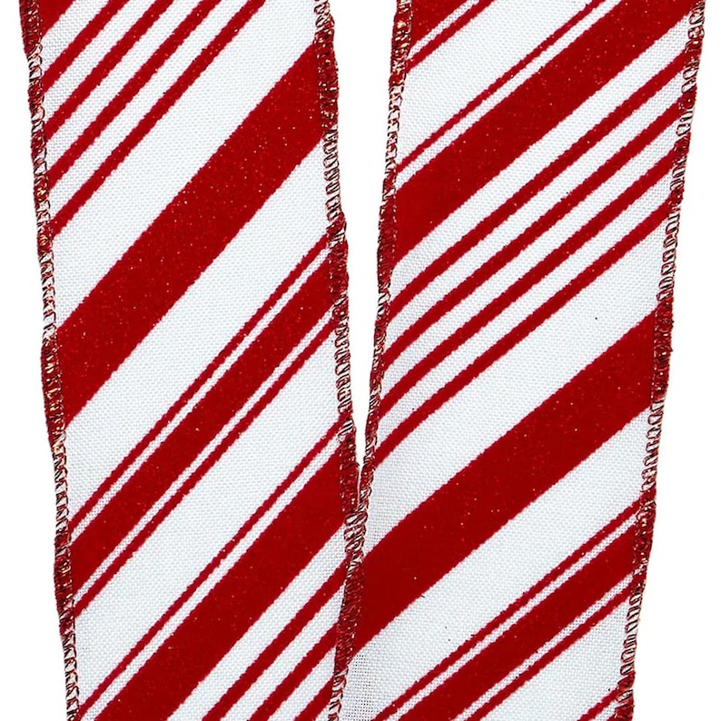 Candy Cane Wired Christmas Ribbon 2 1/2 X 10 Yards Etsy