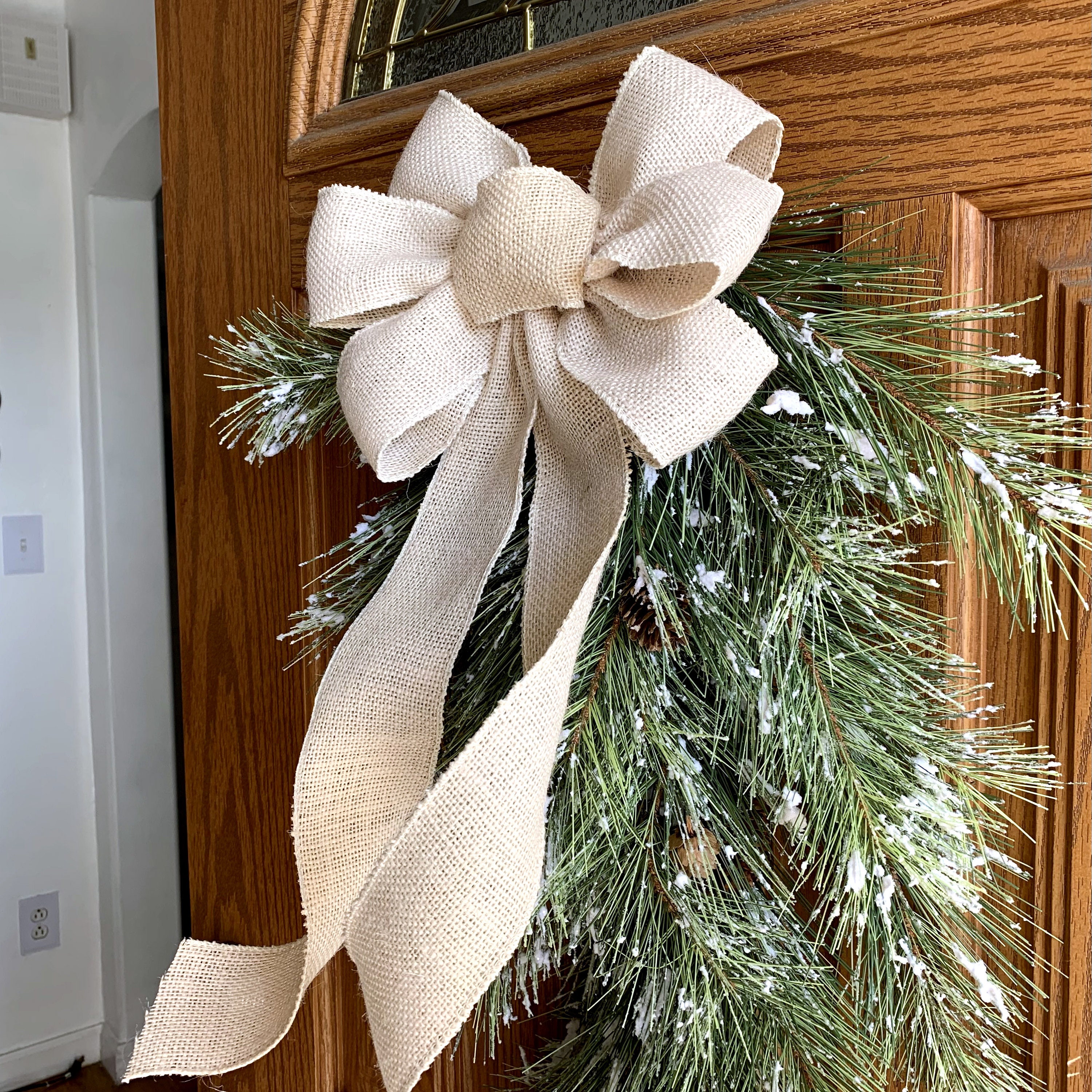 Natural Jute Fabric Burlap Ribbon - 6 inch x 10 Yards, Wedding, Thanksgiving, Christmas Wreath, Beige