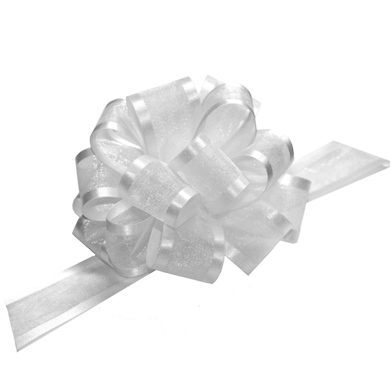 White Satin 5/" Pull Bows GIFT WRAP SUPPLIES Gifts Wedding Wreaths~25 BOWS