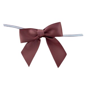 Brown Satin Pre-tied Decorative Bows - 3&quot; wide, Set of 10, Autumn, Thanksgiving, Fall Decor, Christmas, Wedding Favors, Birthday, Gift Bows